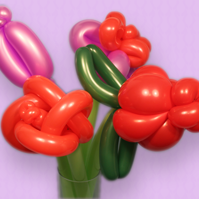 Balloon Flowers in Red and Purple