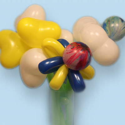 Balloon Flowers in Blue and Yellow
